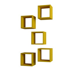 Hanah Home Estantería de Pared Bohemia Amarilla (5 Piezas)
